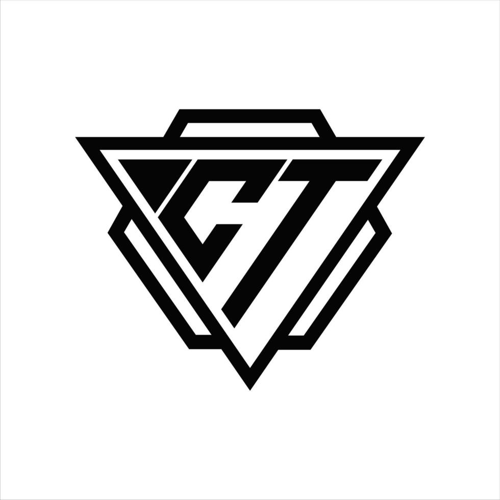 CT Logo monogram with triangle and hexagon template vector