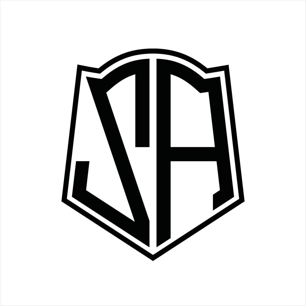 ZA Logo monogram with shield shape outline design template vector