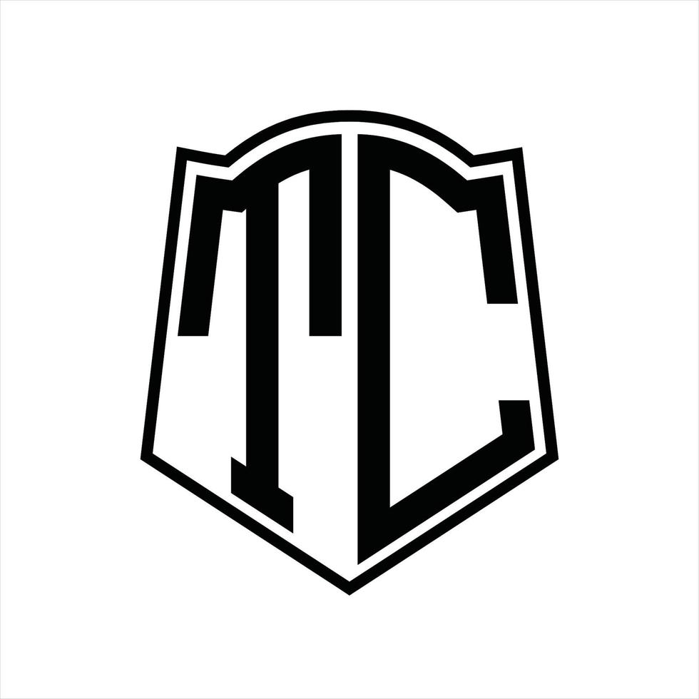 TC Logo monogram with shield shape outline design template vector