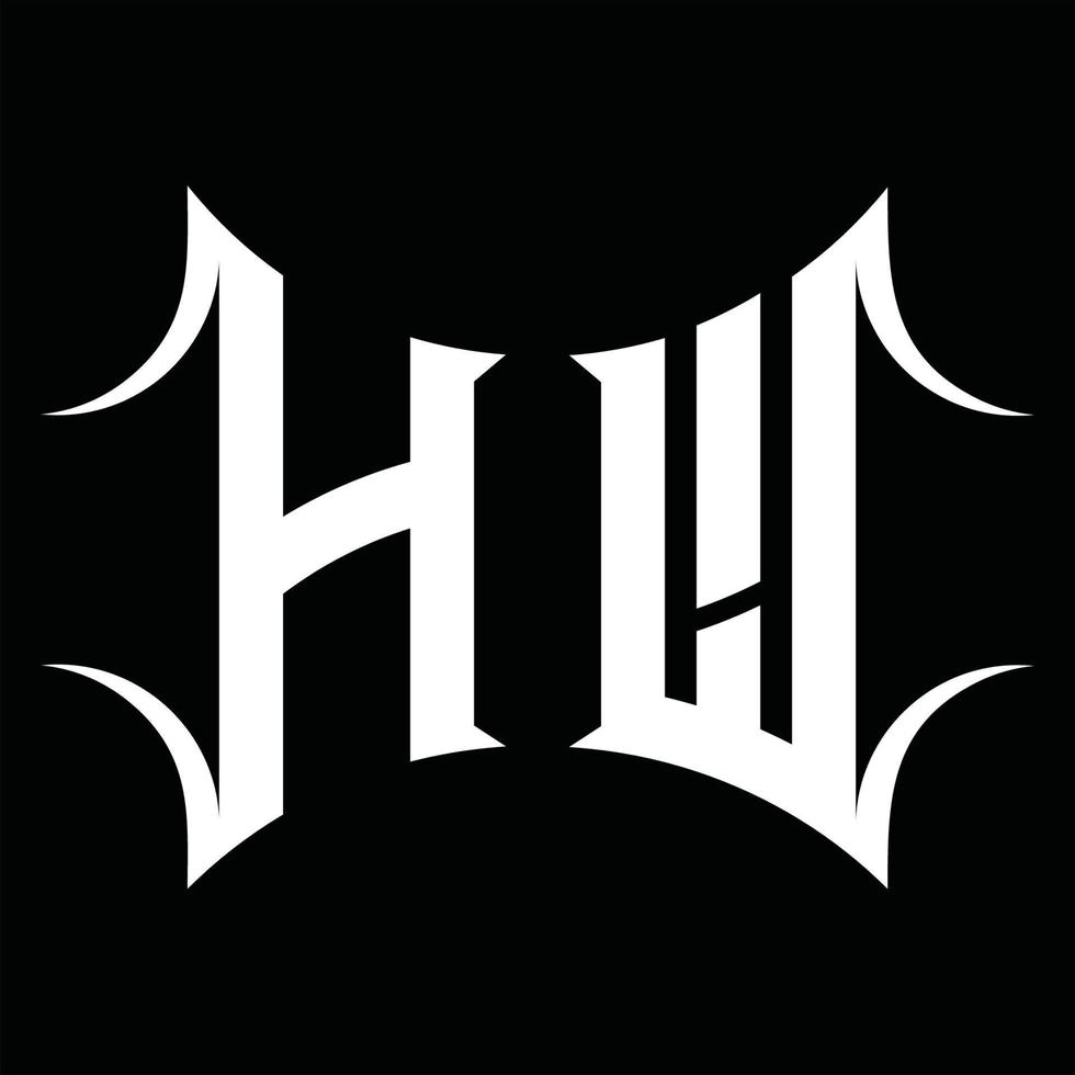 monograma del logotipo hw con plantilla de diseño de forma abstracta vector
