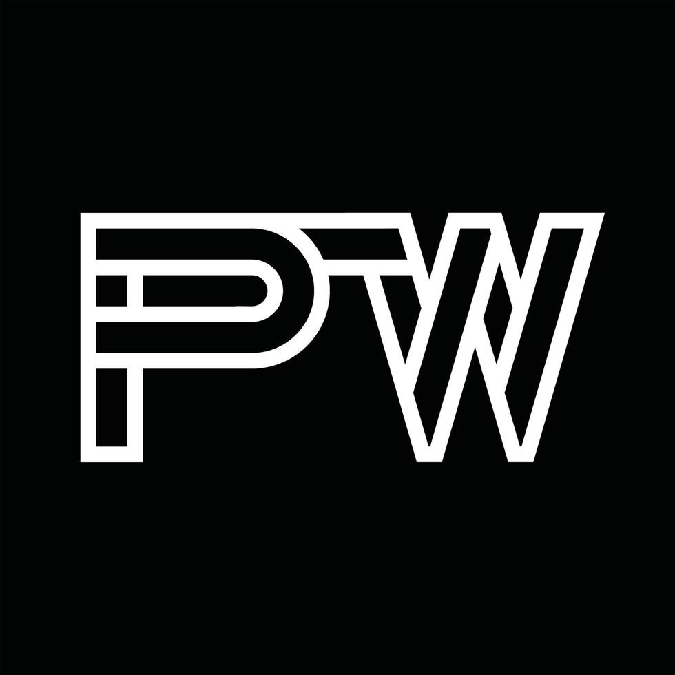 PW Logo monogram with line style negative space vector