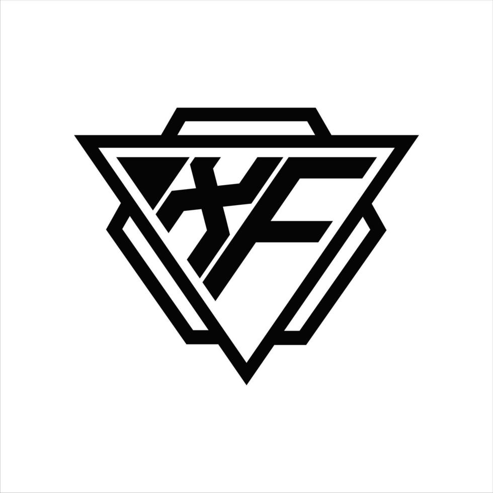 monograma del logotipo zf con plantilla de triángulo y hexágono vector