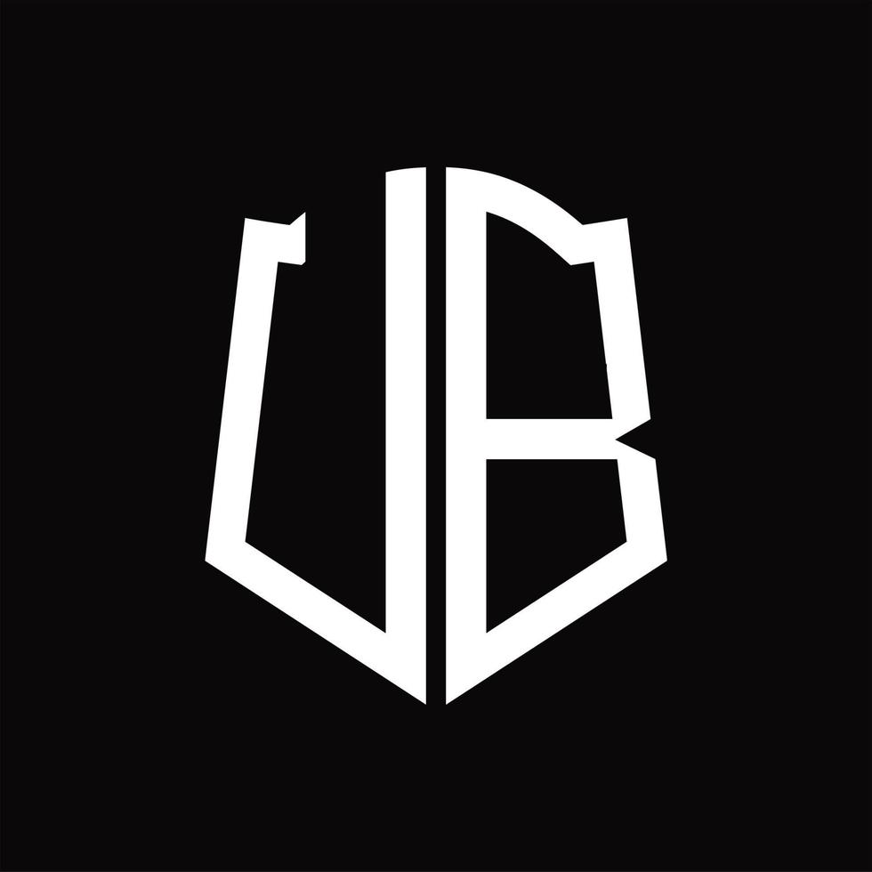 monograma del logotipo ub con plantilla de diseño de cinta en forma de escudo vector