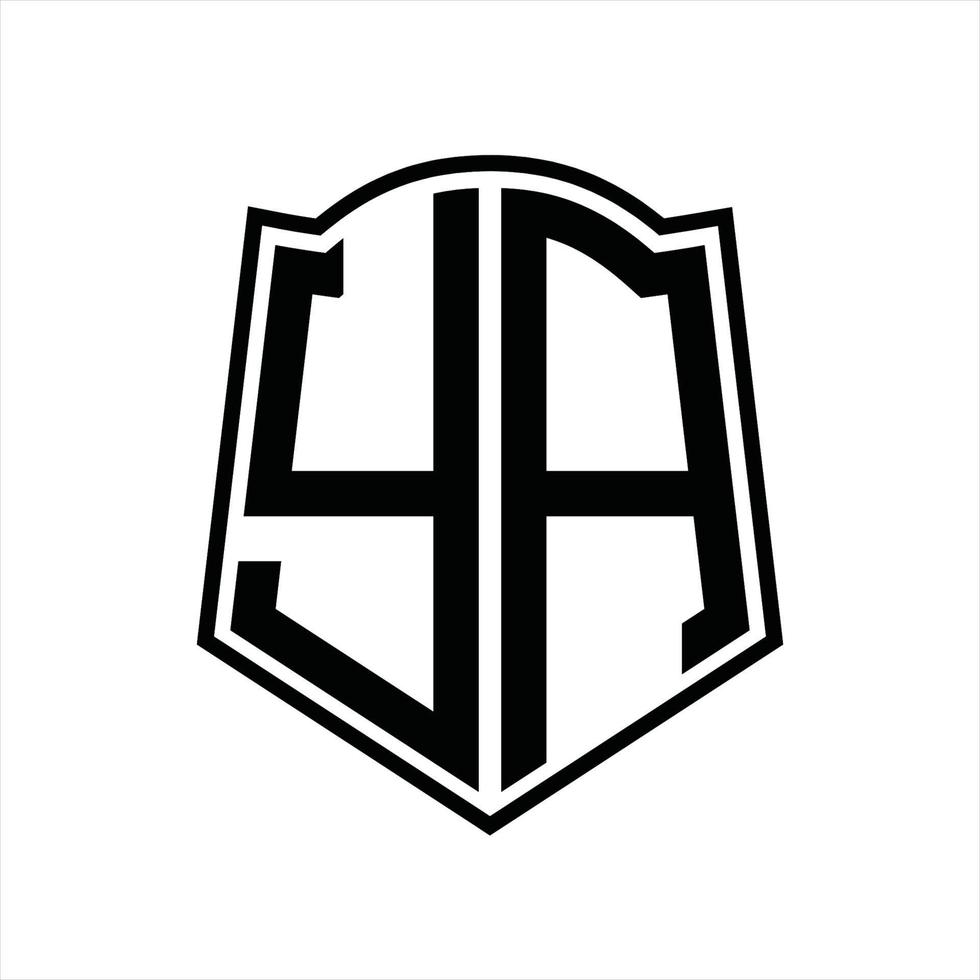YA Logo monogram with shield shape outline design template vector