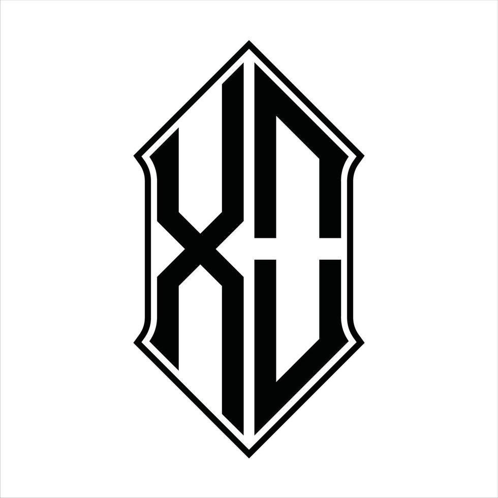 XO Logo monogram with shieldshape and outline design template vector icon abstract