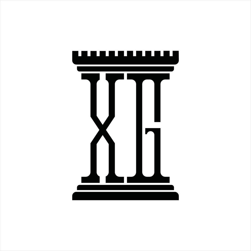 XG Logo monogram with pillar shape design template vector