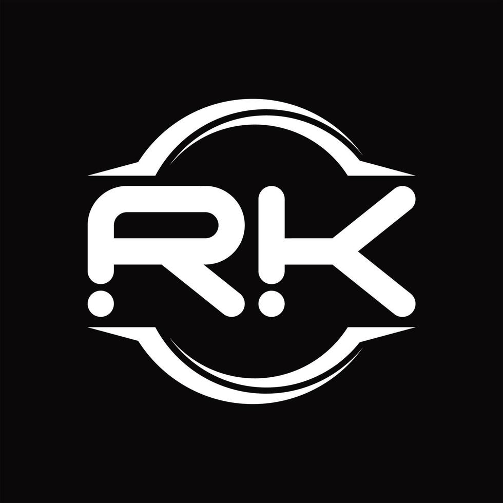 Monograma del logotipo rk con plantilla de diseño de forma de corte redondeado circular vector