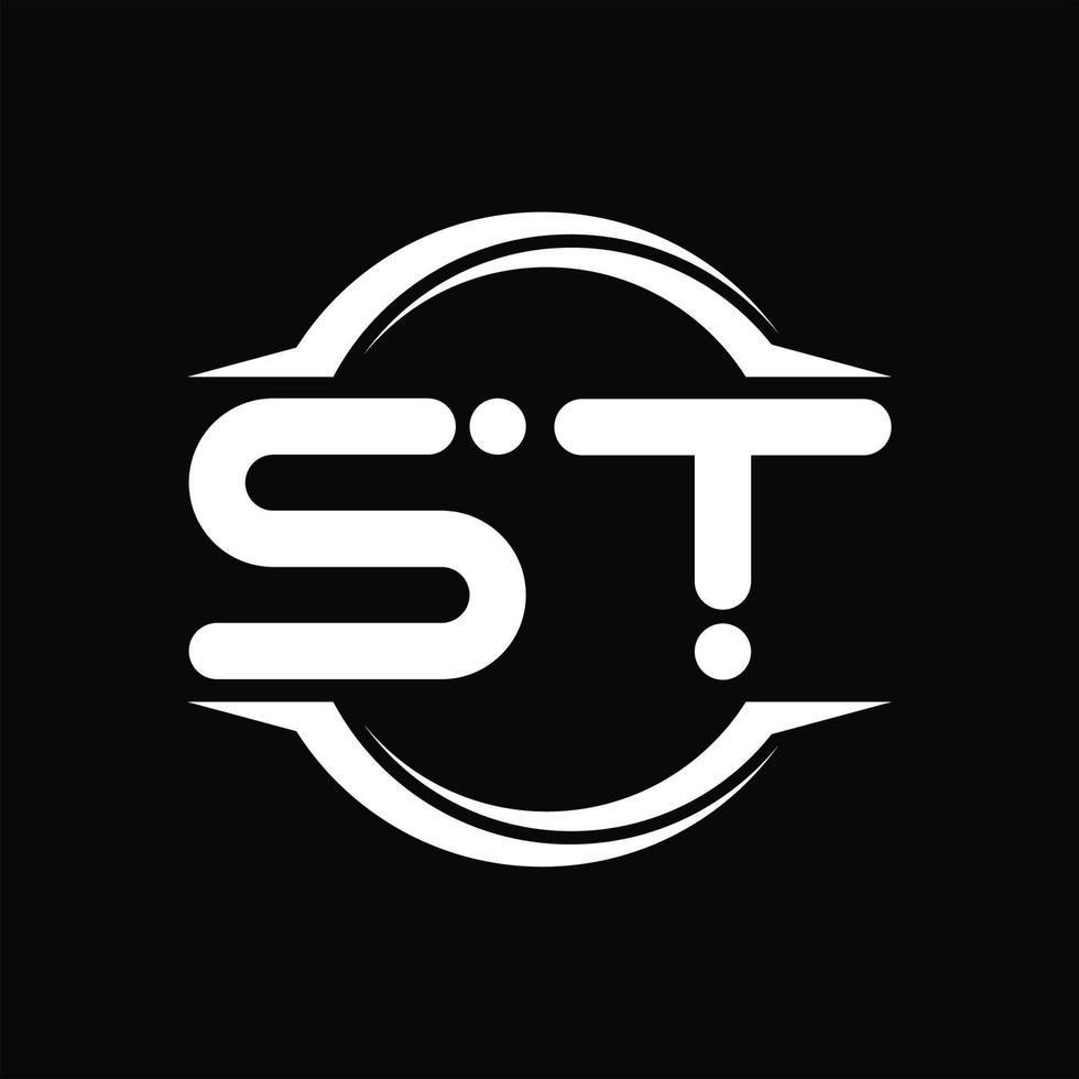 monograma del logotipo de st con plantilla de diseño de forma de corte redondeado circular vector