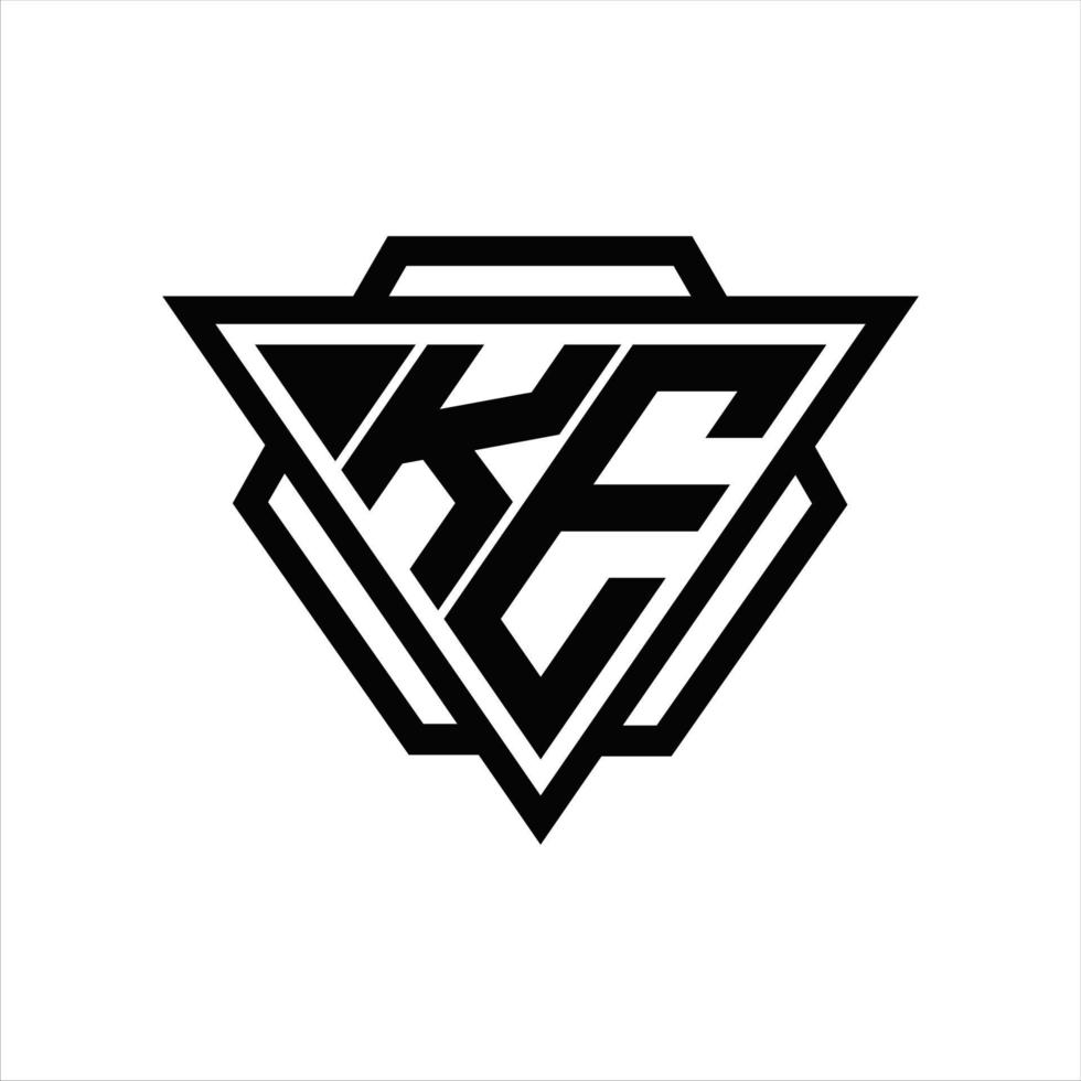 KE Logo monogram with triangle and hexagon template vector