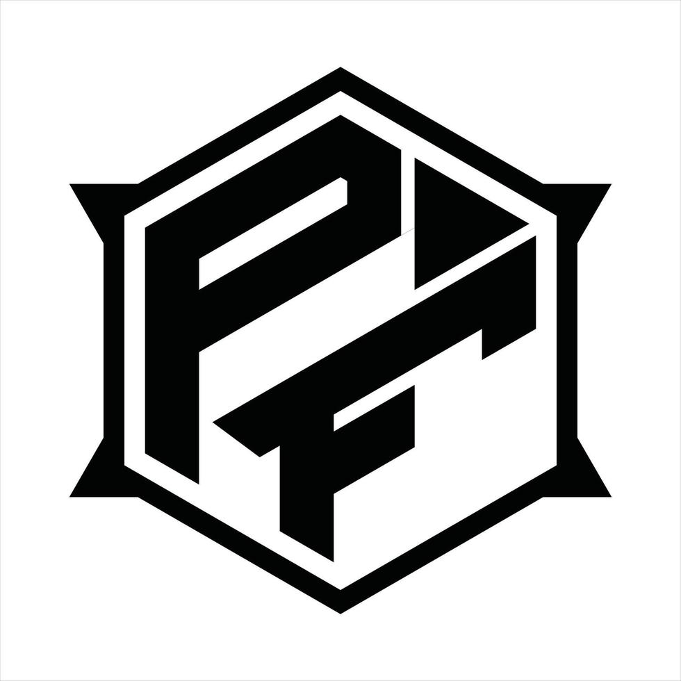 plantilla de diseño de monograma de logotipo pf vector