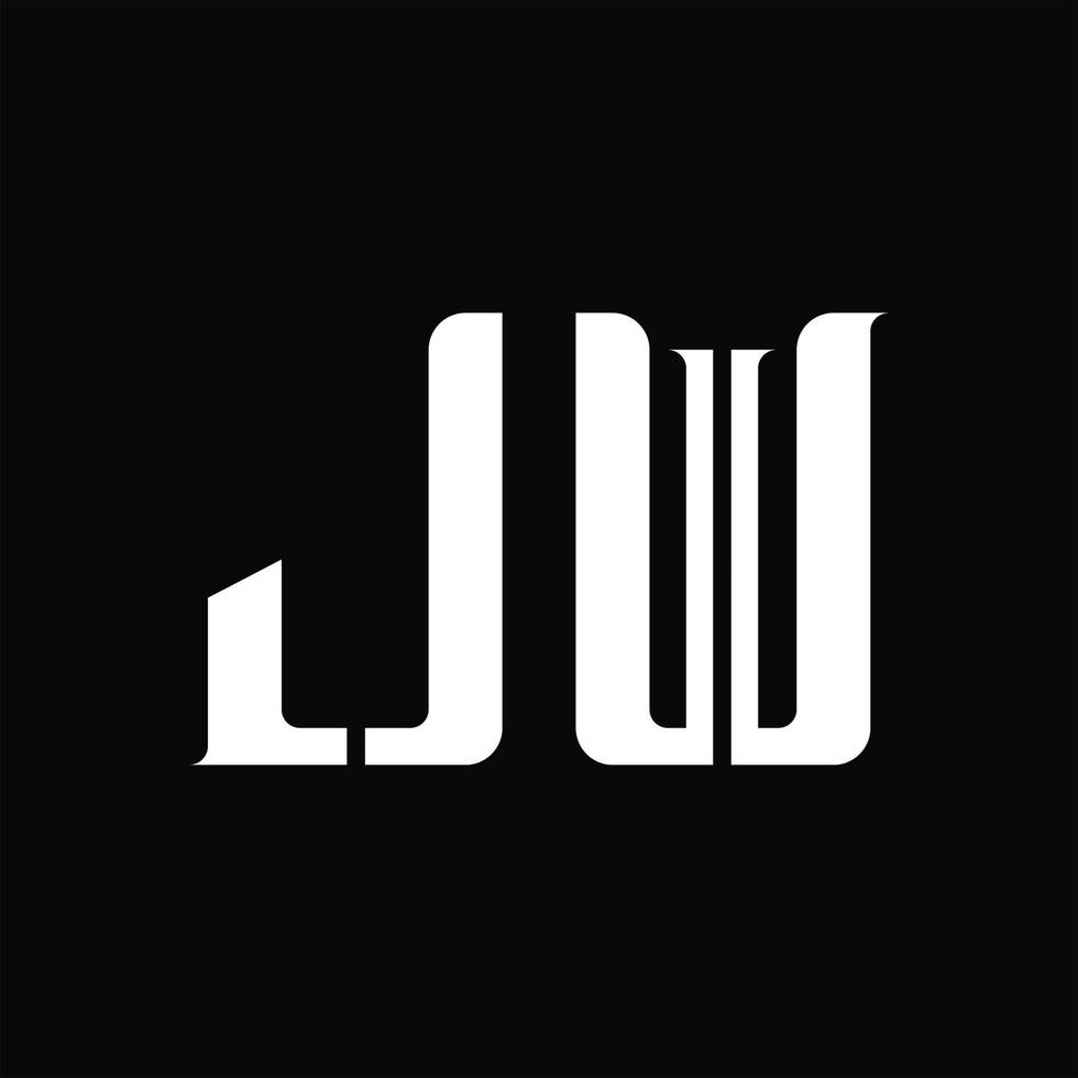 monograma del logotipo jw con plantilla de diseño de corte medio vector