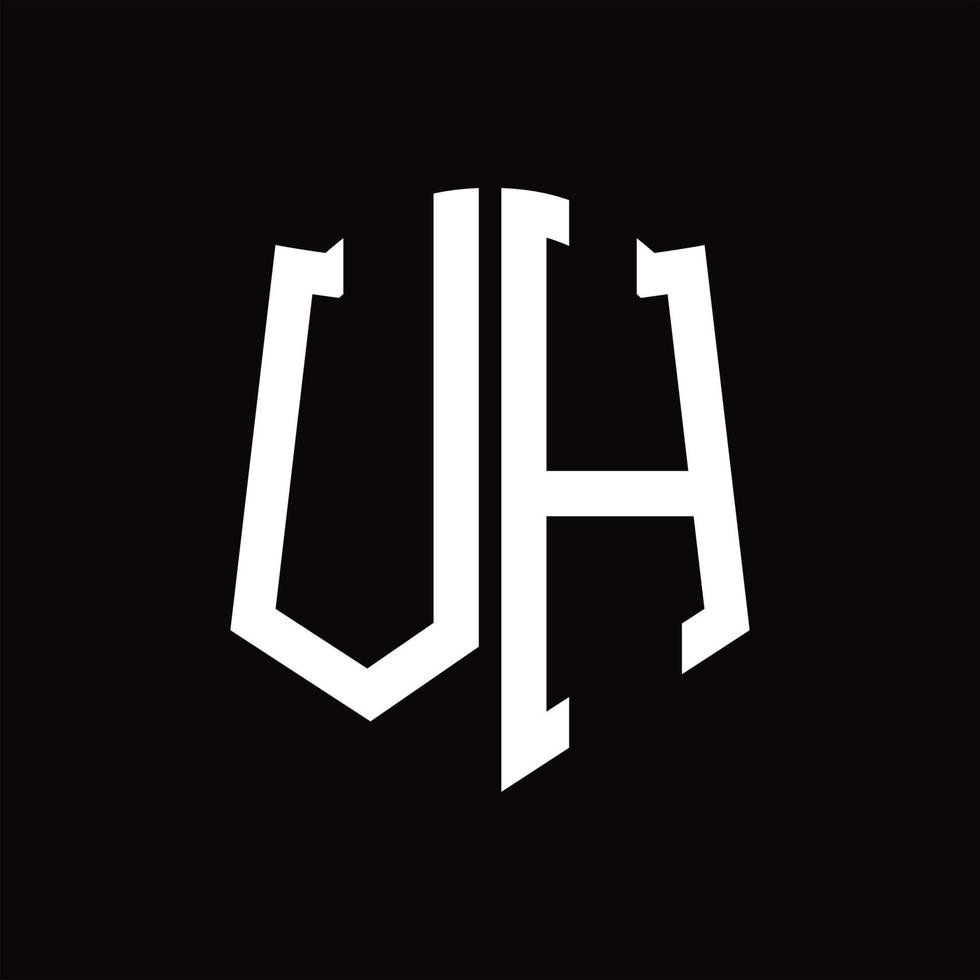monograma del logotipo vh con plantilla de diseño de cinta en forma de escudo vector