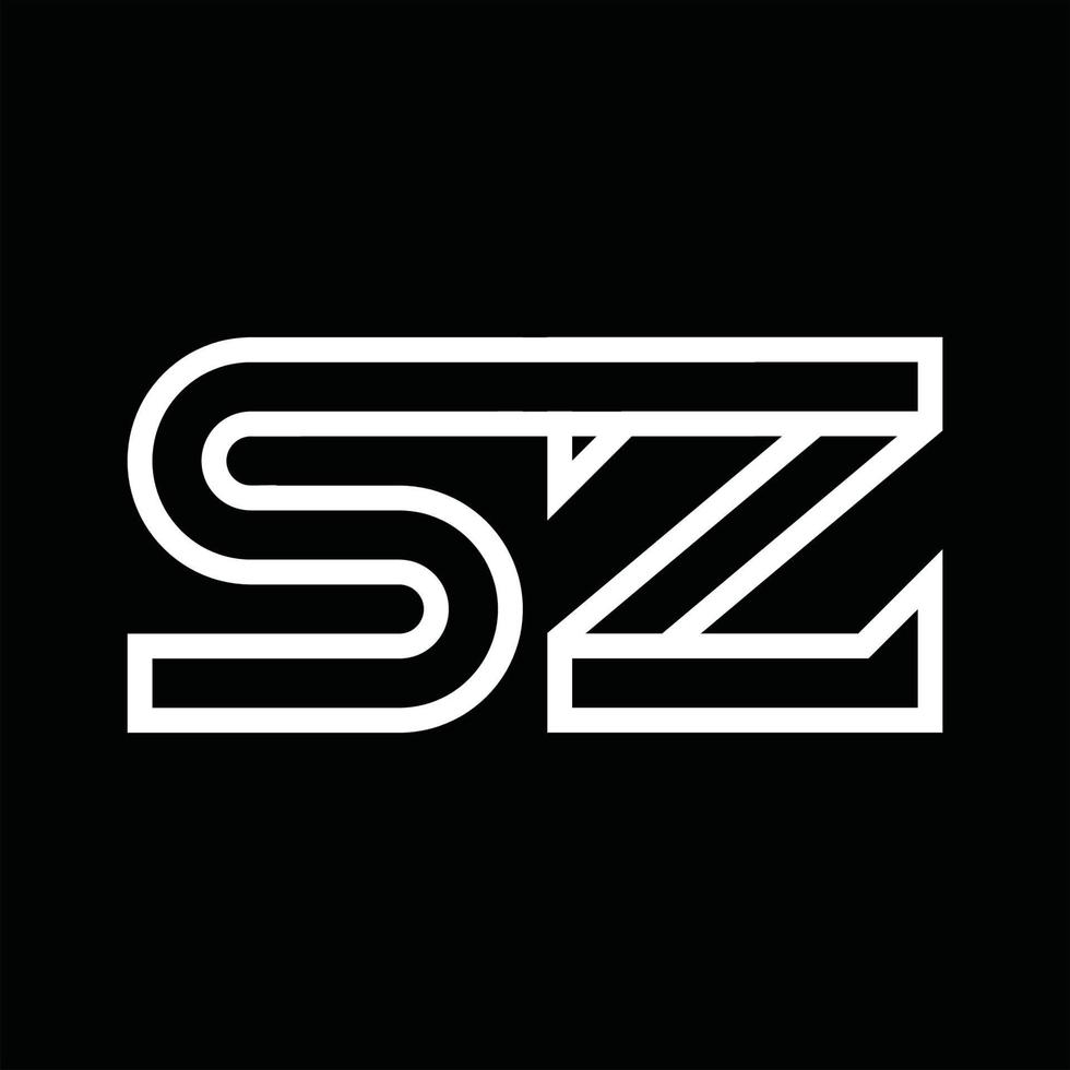 monograma del logotipo sz con espacio negativo de estilo de línea vector