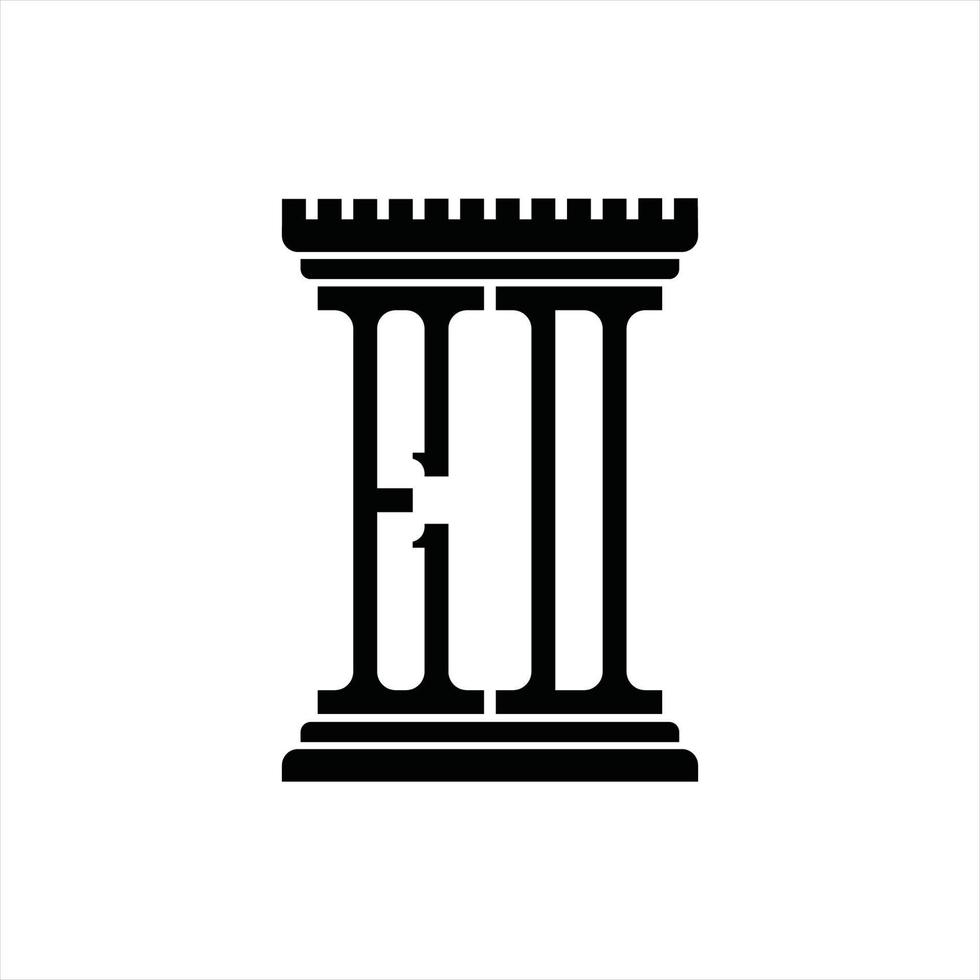 monograma del logotipo de ed con plantilla de diseño de forma de pilar vector