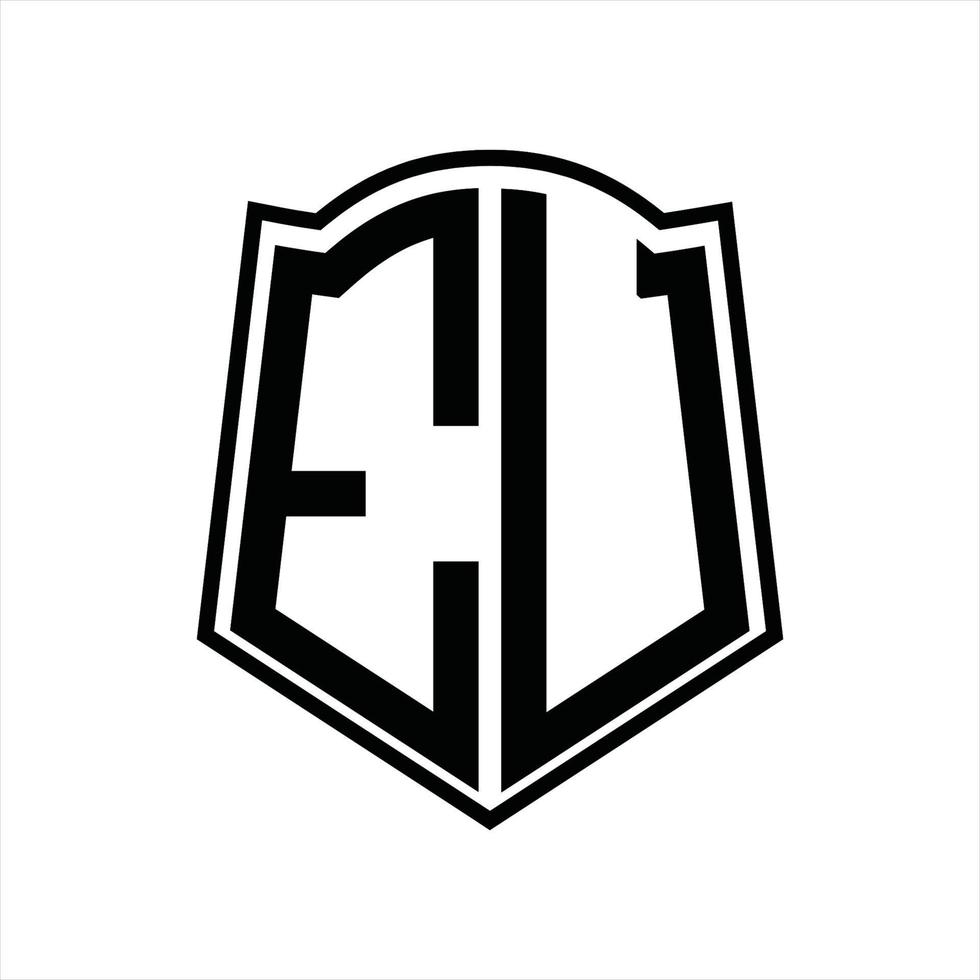 Logo monogram with shield shape outline design template vector