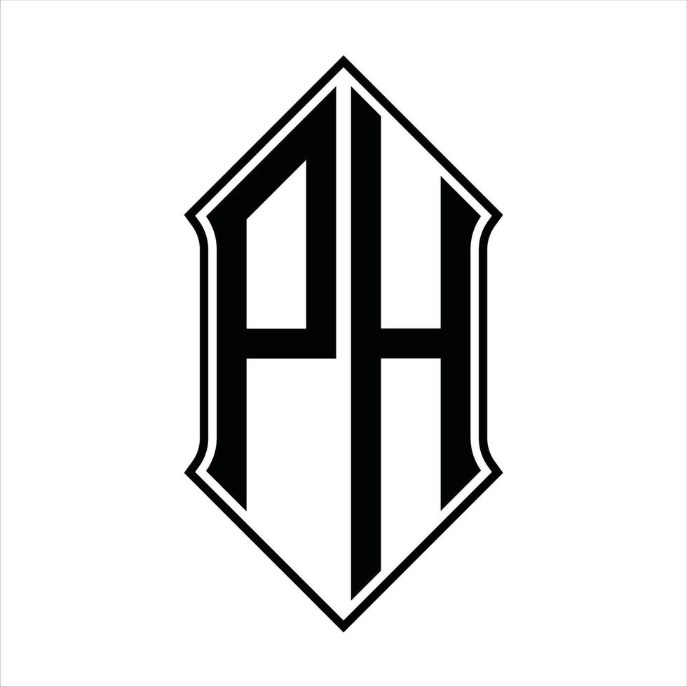 Logo monogram with shieldshape and outline design template vector icon abstract