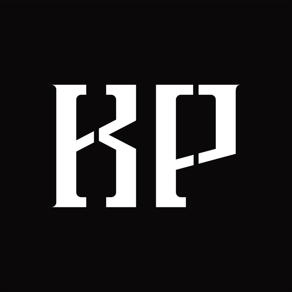 monograma del logotipo de kp con plantilla de diseño de corte medio vector