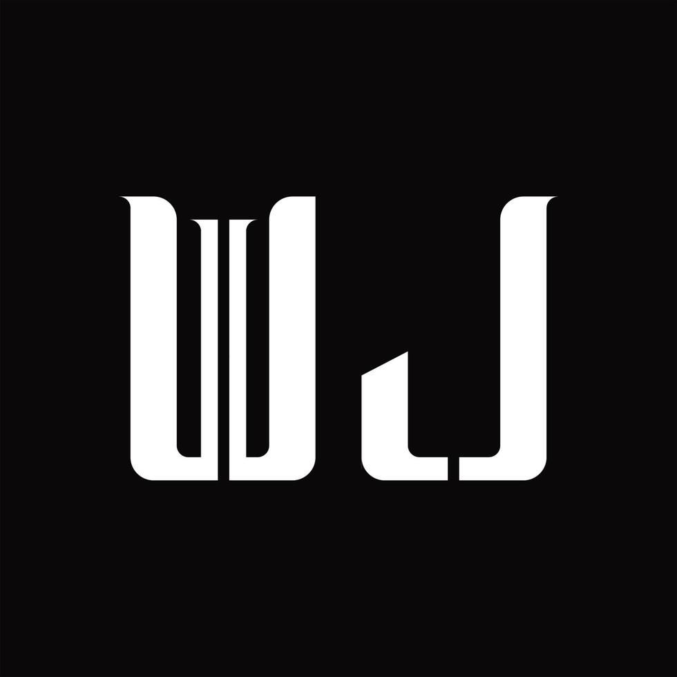 monograma de logotipo wj con plantilla de diseño de corte medio vector
