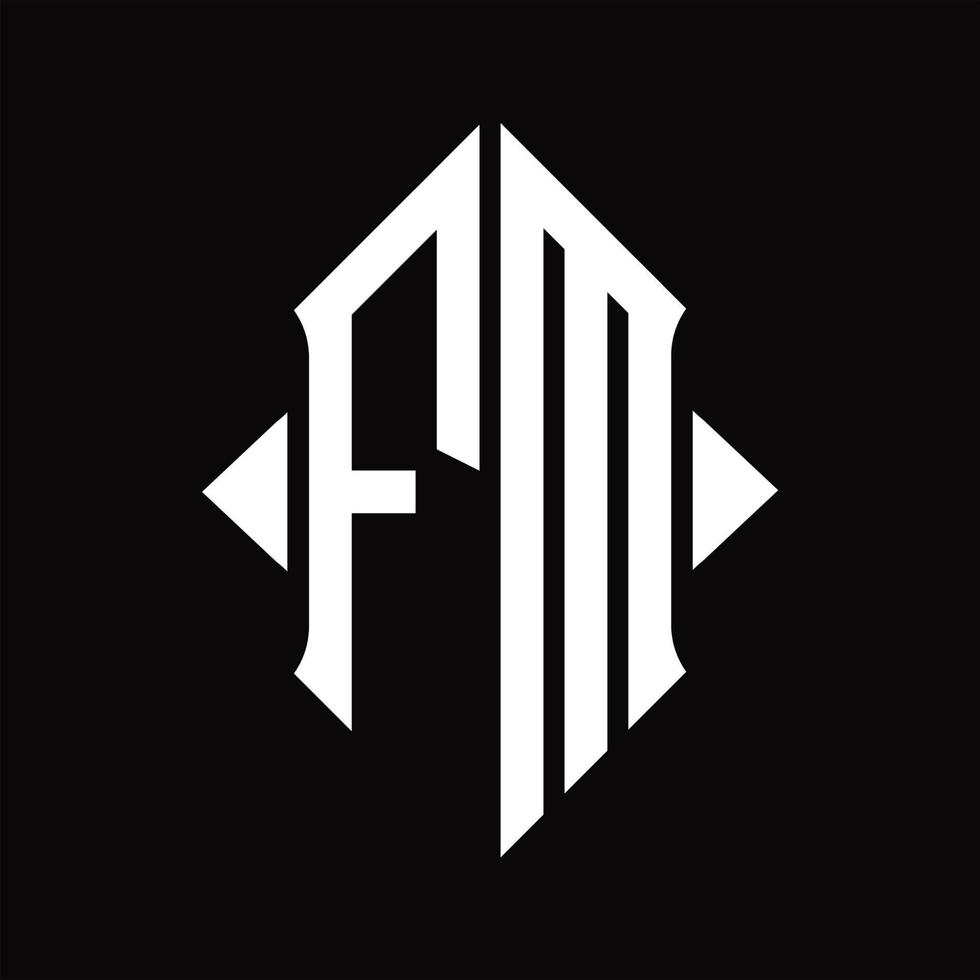 monograma del logotipo fm con plantilla de diseño aislado en forma de escudo vector