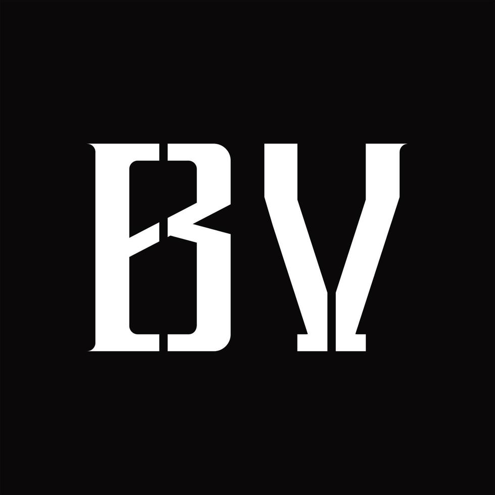 monograma de logotipo bv con plantilla de diseño de corte medio vector