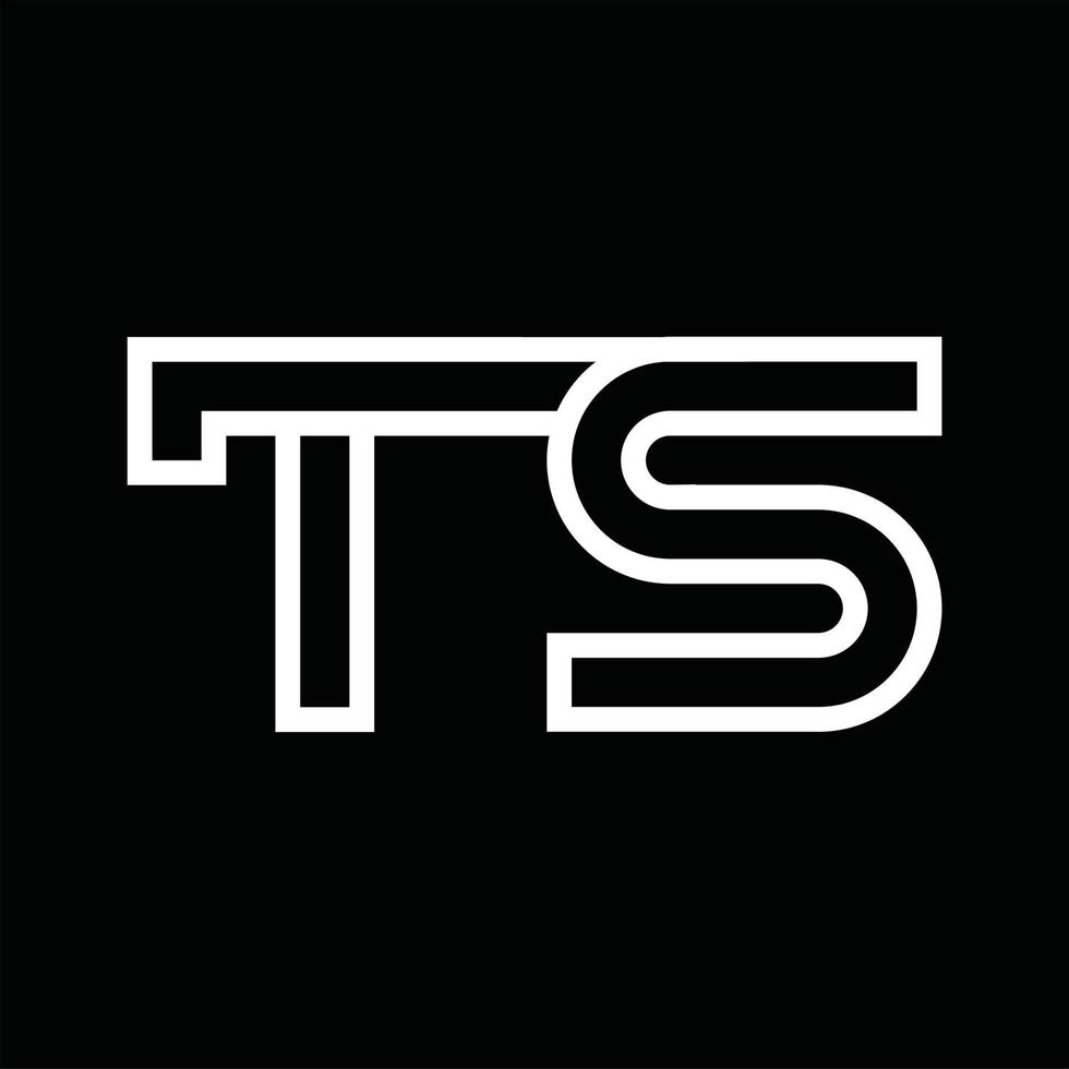 monograma del logotipo ts con espacio negativo de estilo de línea vector