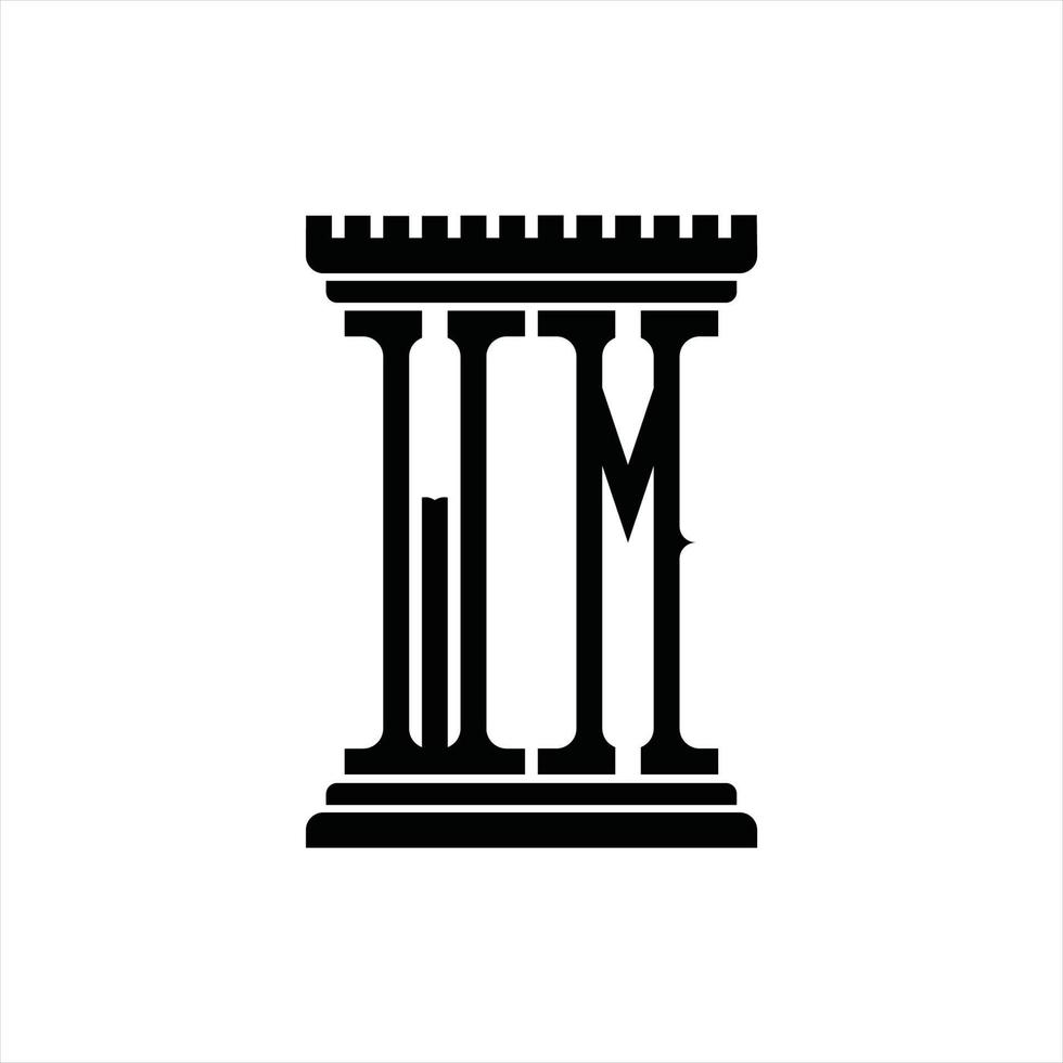 WM Logo monogram with pillar shape design template vector