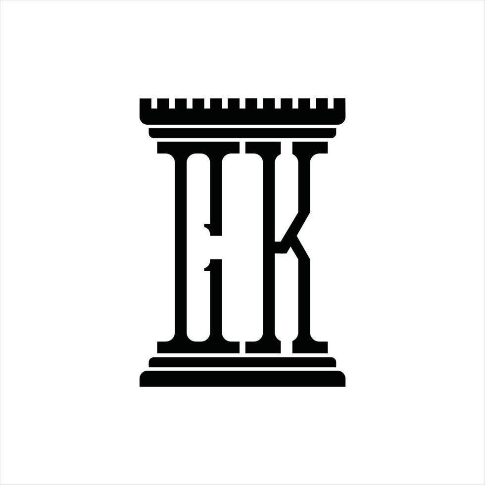 monograma del logotipo ck con plantilla de diseño de forma de pilar vector