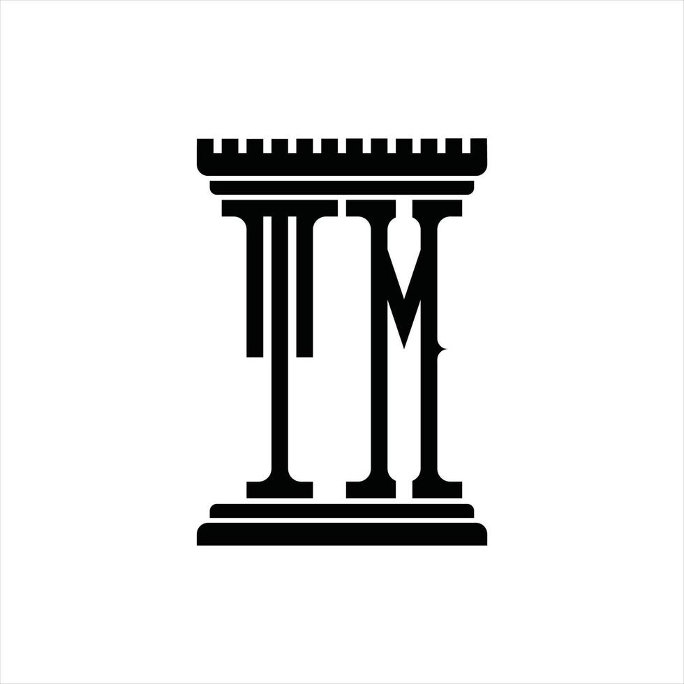 TM Logo monogram with pillar shape design template vector