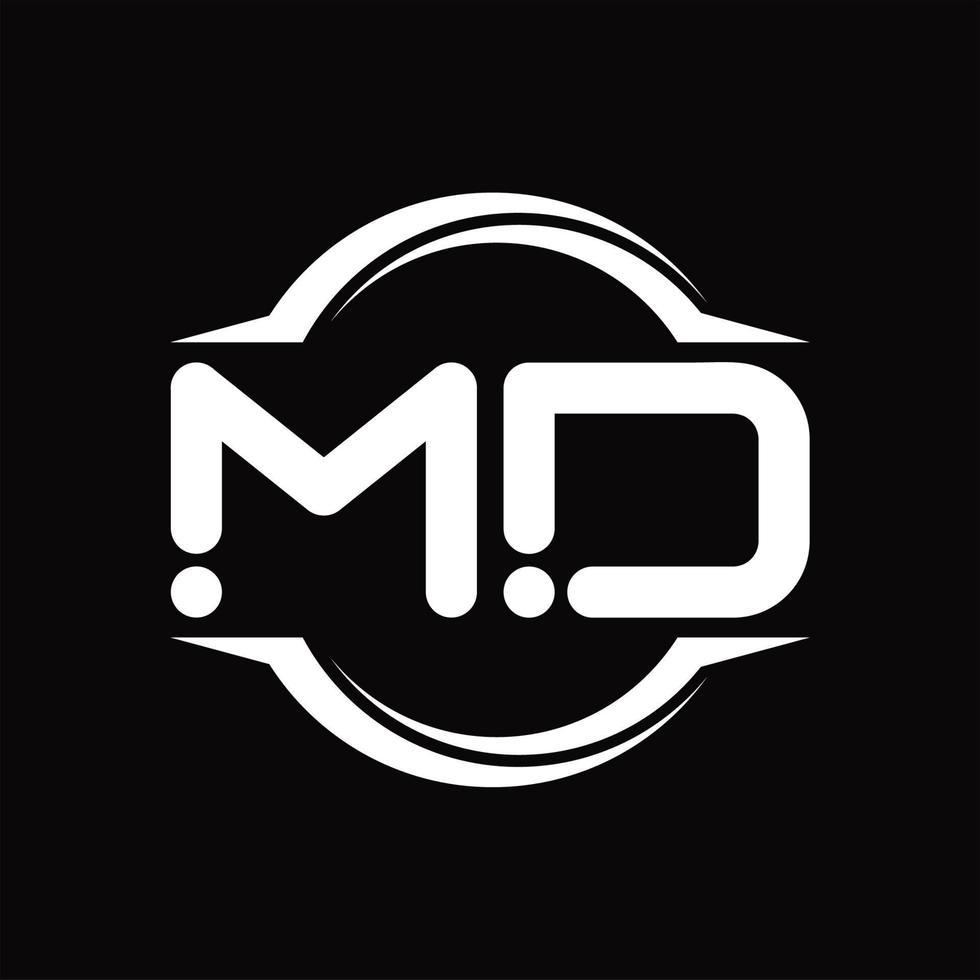 monograma de logotipo md con plantilla de diseño de forma de corte redondeado circular vector