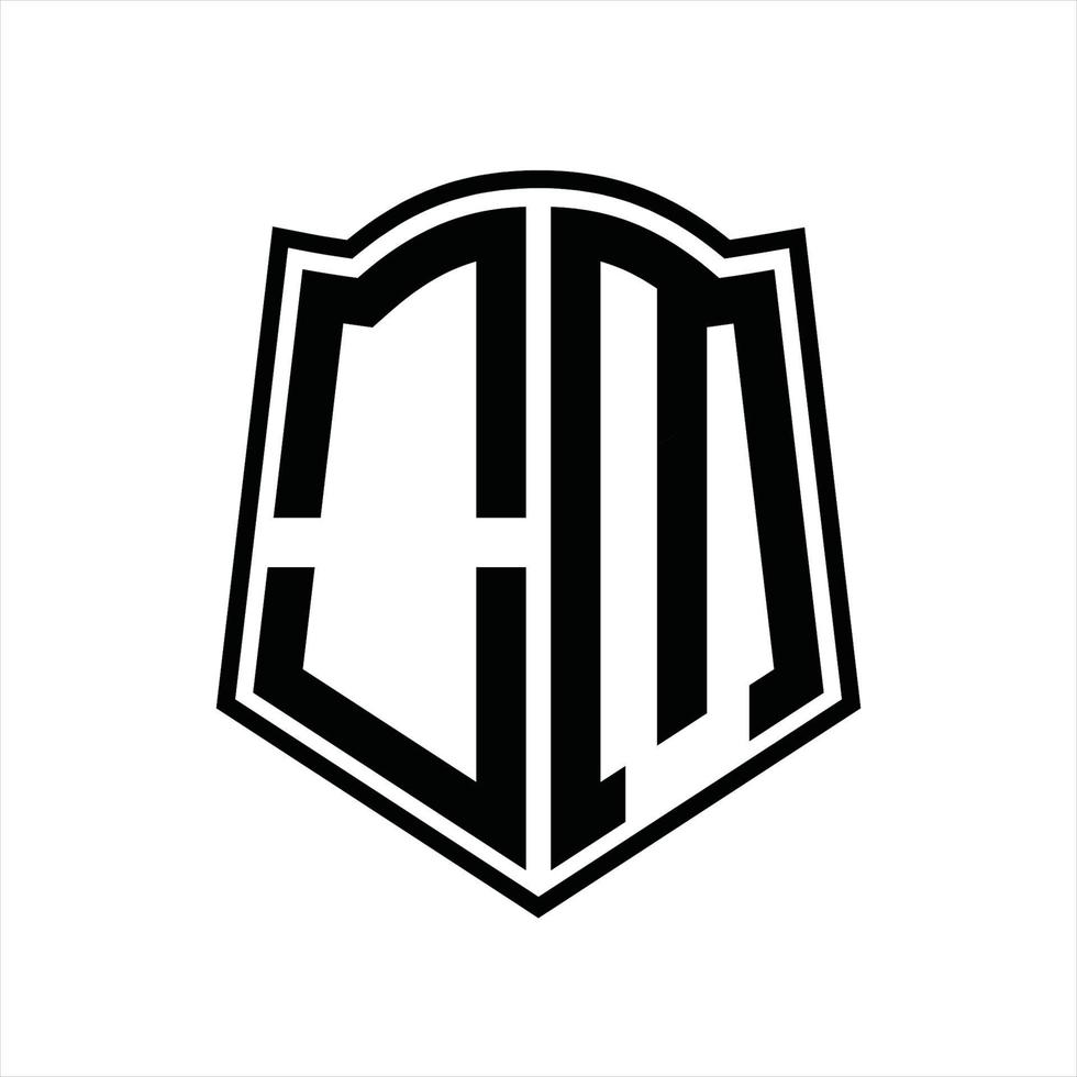 OM Logo monogram with shield shape outline design template vector