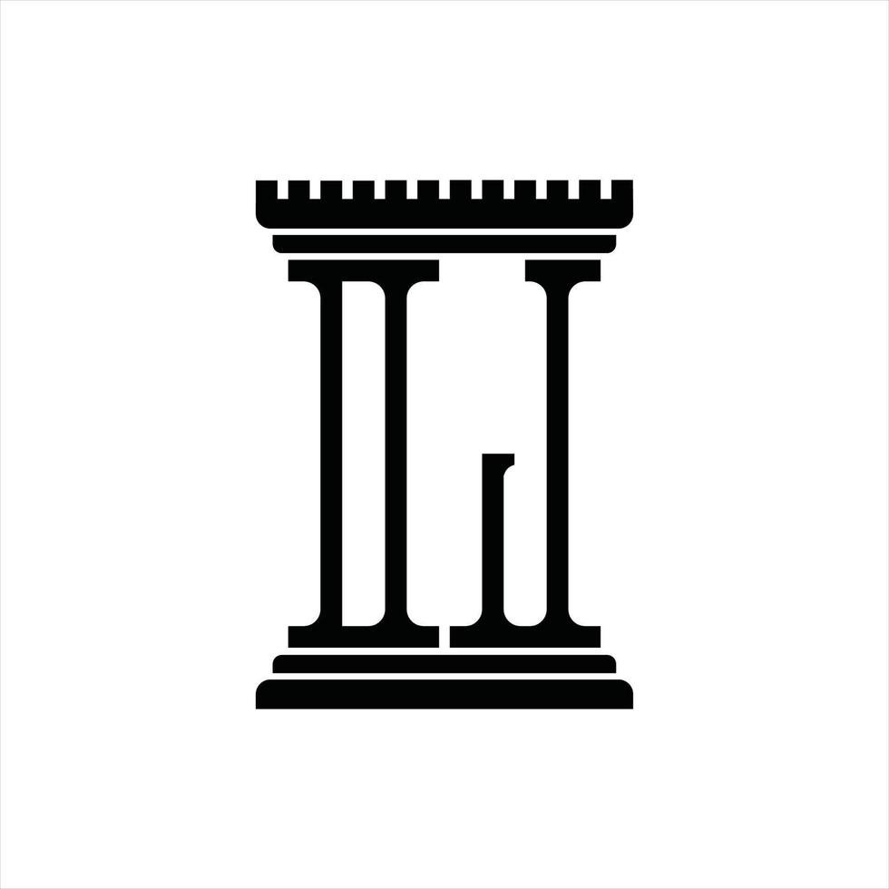 DJ Logo monogram with pillar shape design template vector