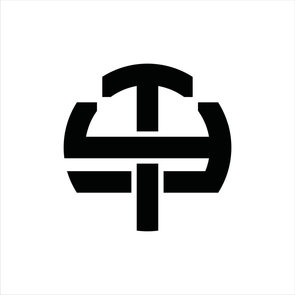 plantilla de diseño de monograma de logotipo ty vector