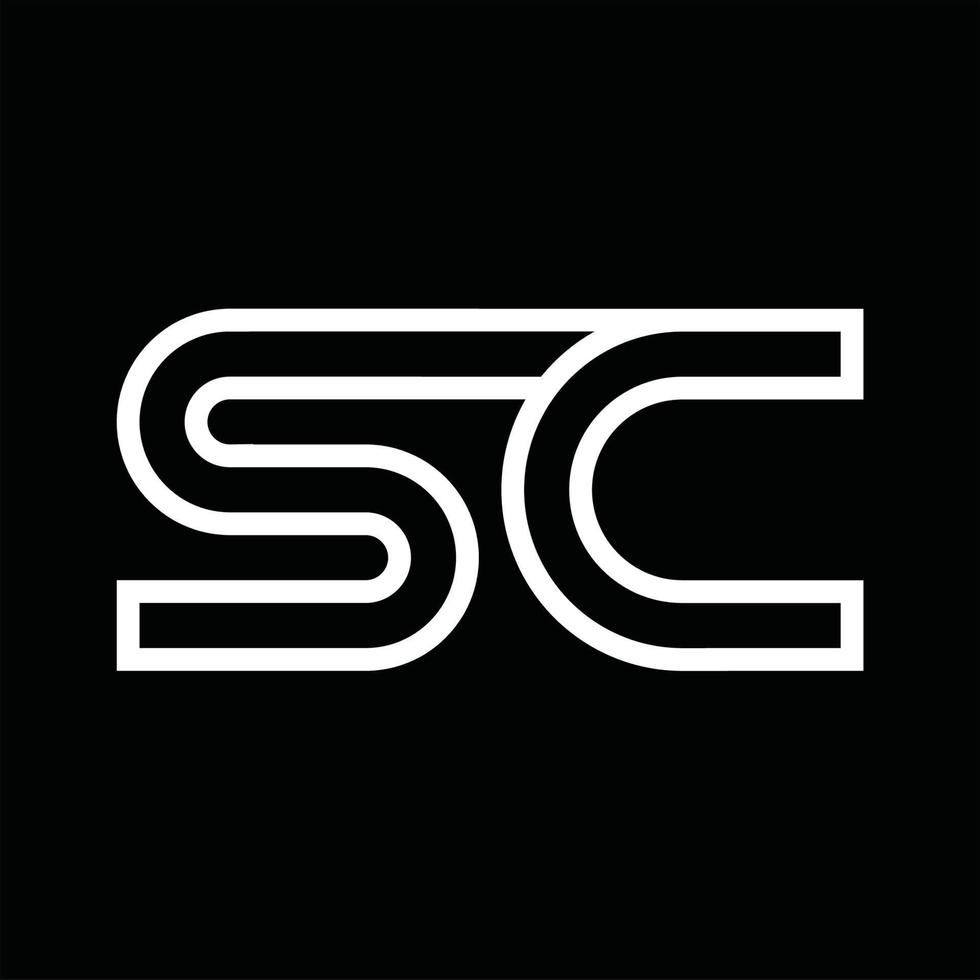 monograma del logotipo sc con espacio negativo de estilo de línea vector