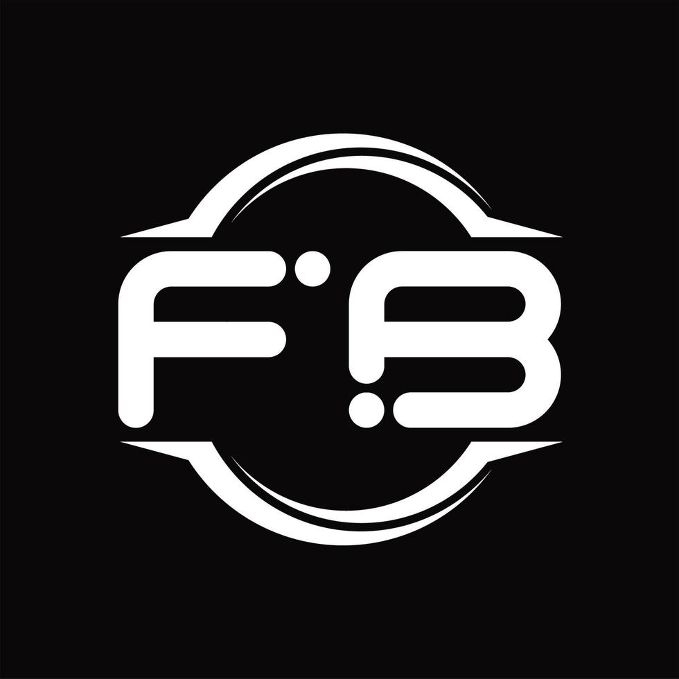 monograma del logotipo fb con plantilla de diseño de forma de corte redondeado circular vector