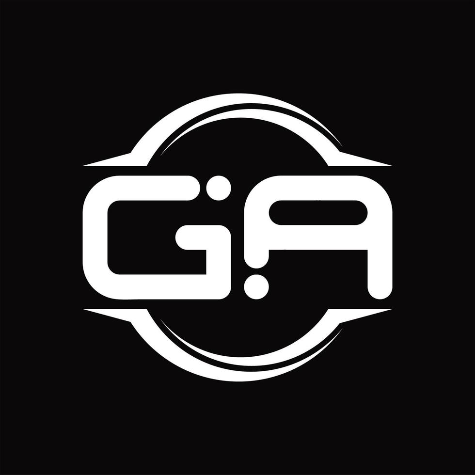 GA Logo monogram with circle rounded slice shape design template vector
