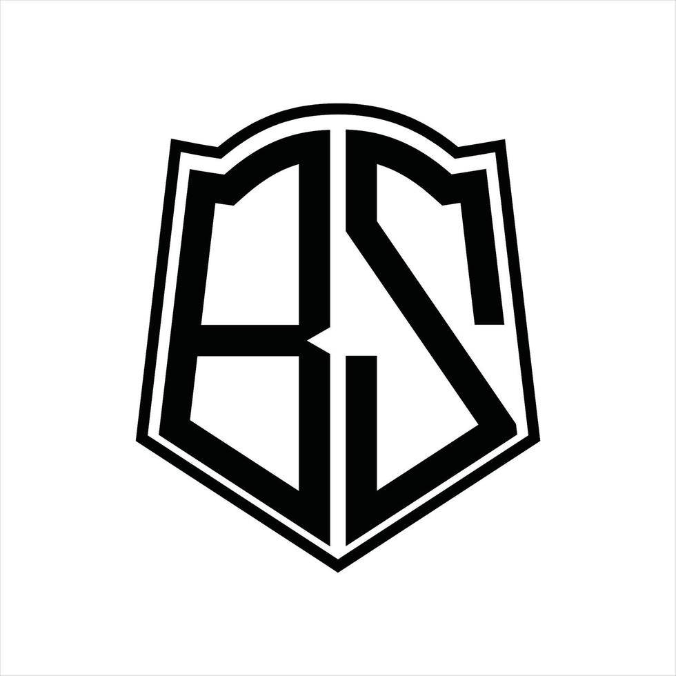Logo monogram with shield shape outline design template vector