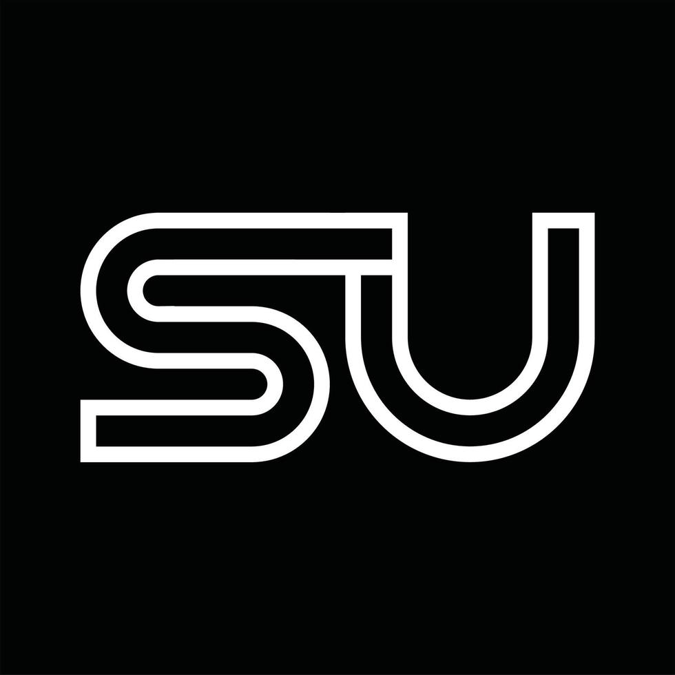 SU Logo monogram with line style negative space vector