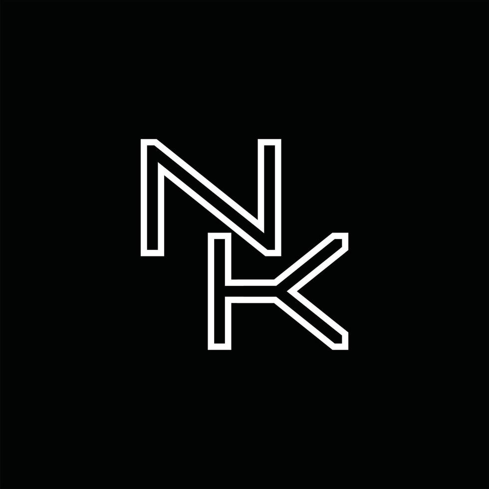 NK Logo monogram with line style design template vector