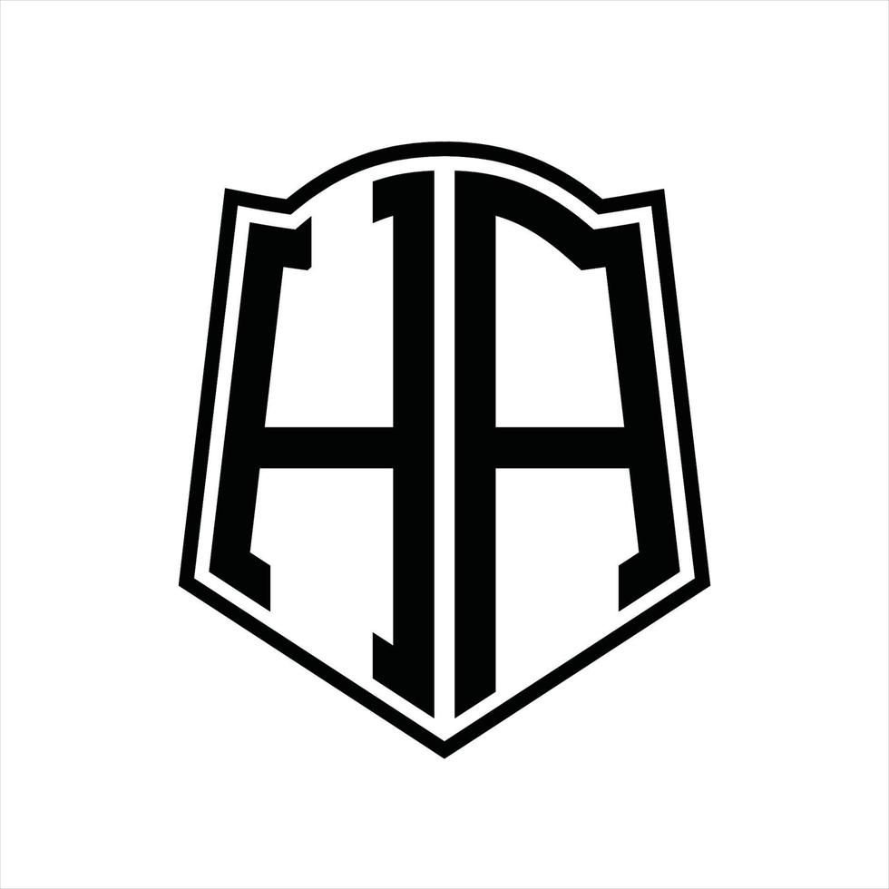 HA Logo monogram with shield shape outline design template vector