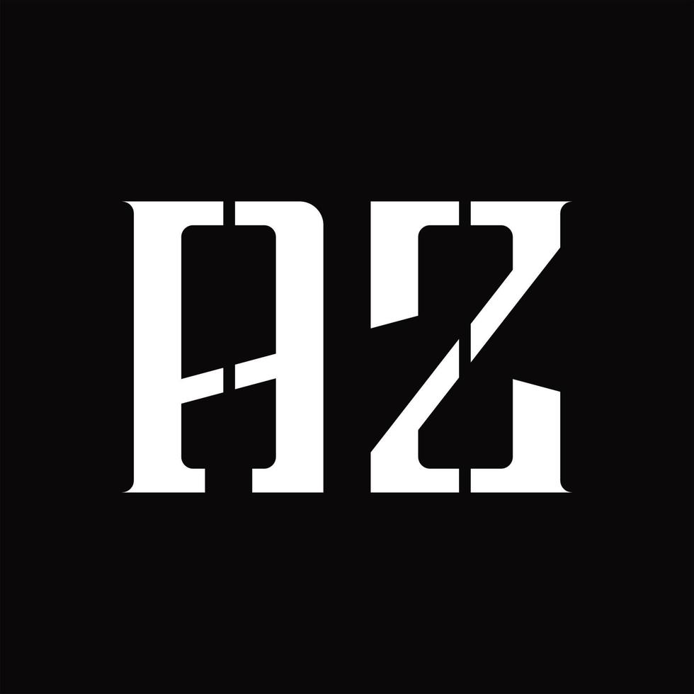 AZ Logo monogram with middle slice design template vector