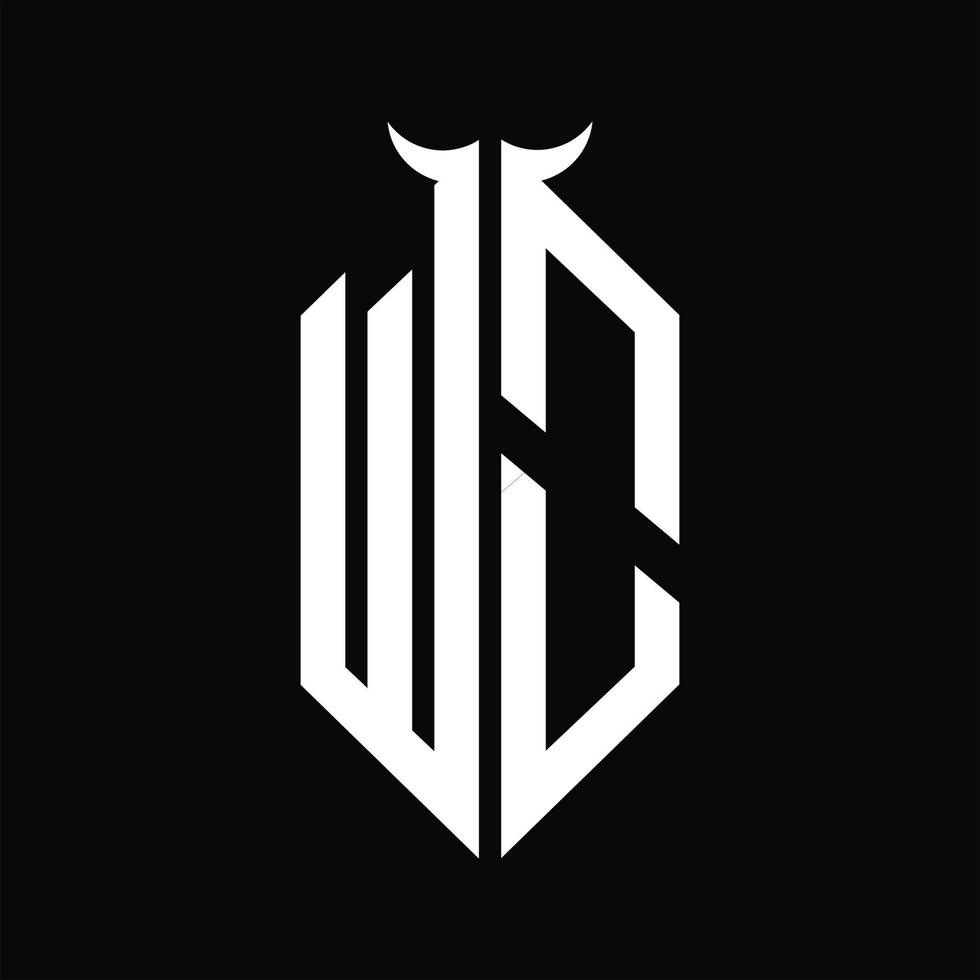 monograma del logotipo wo con plantilla de diseño en blanco y negro aislada en forma de cuerno vector