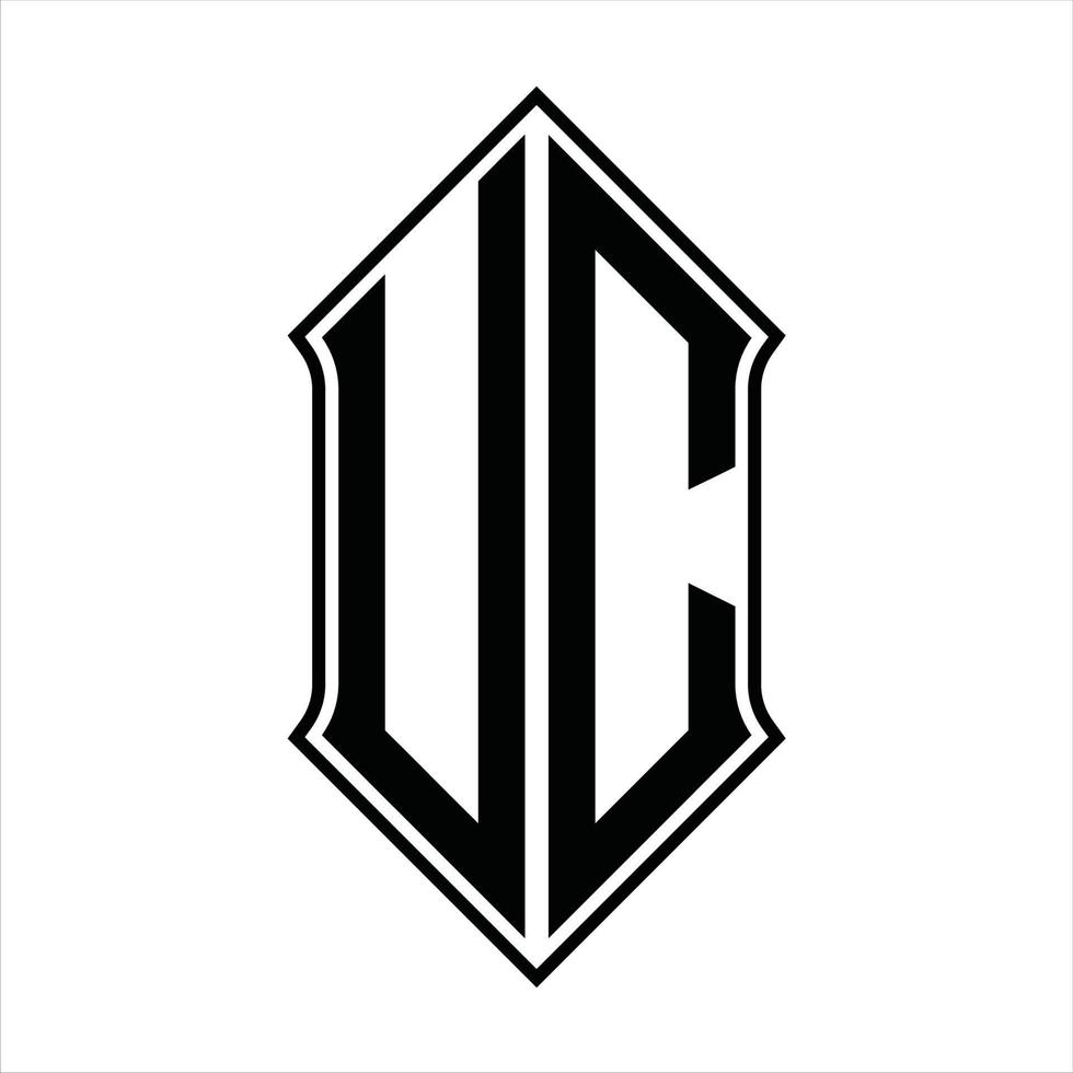 monograma de logotipo con forma de escudo y plantilla de diseño de esquema icono de vector abstracto