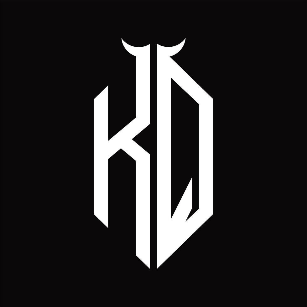 KQ Logo monogram with horn shape isolated black and white design template vector