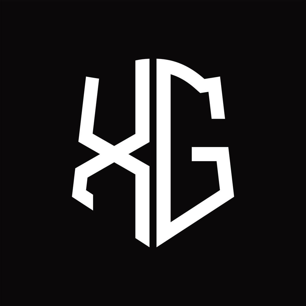 monograma del logotipo xg con plantilla de diseño de cinta en forma de escudo vector