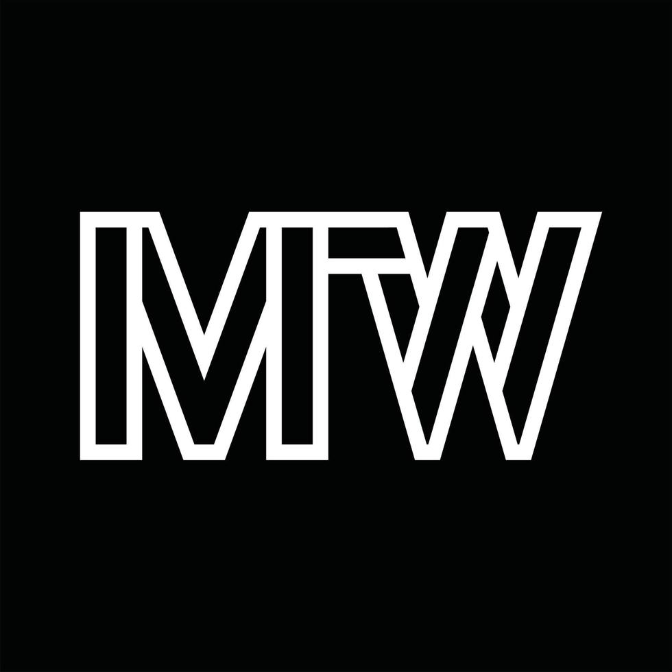 MW Logo monogram with line style negative space vector