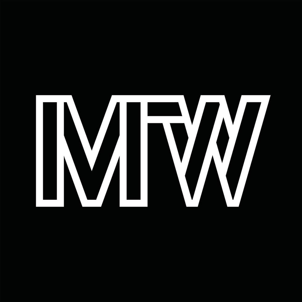 monograma del logotipo de mw con espacio negativo de estilo de línea vector