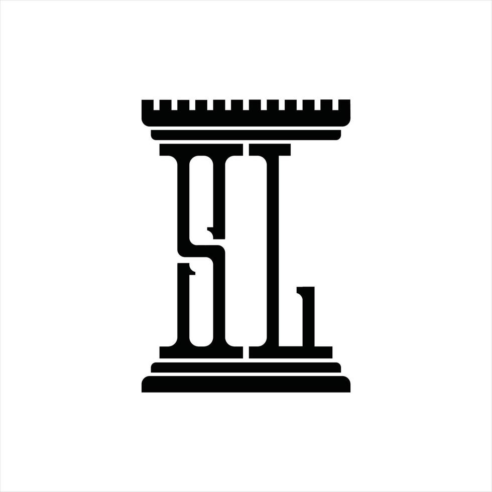 monograma de logotipo sl con plantilla de diseño de forma de pilar vector