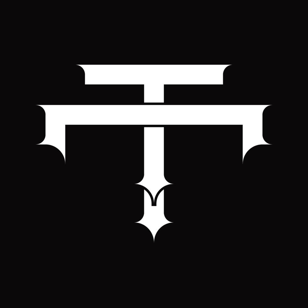 monograma del logotipo tt con plantilla de diseño de estilo enlazado superpuesto vintage vector