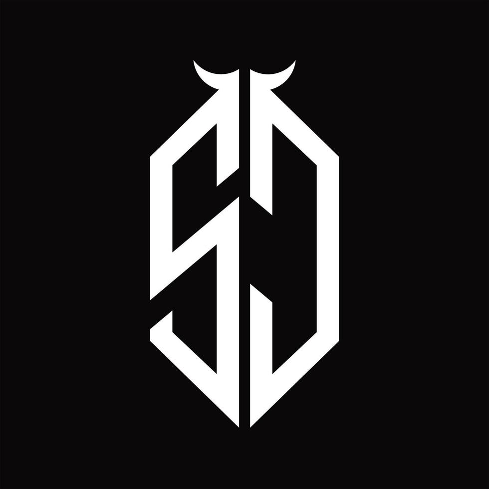 SC Logo monogram with horn shape isolated black and white design template vector