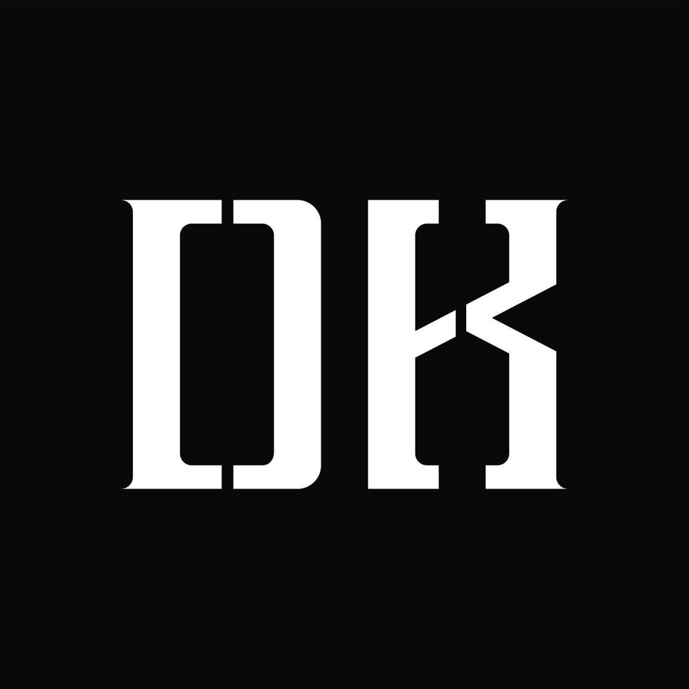 monograma de logotipo dk con plantilla de diseño de segmento medio vector